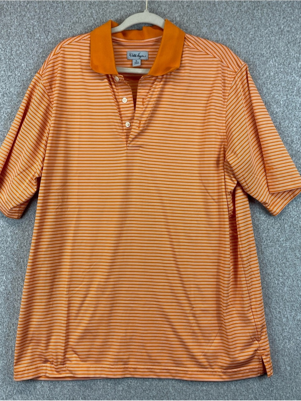 Walter Hagen XL Golf Shirt Polo Men’s Orange Stripe 1/4 Button Quick Dry